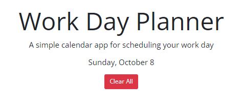 Screenshot of the day planner application